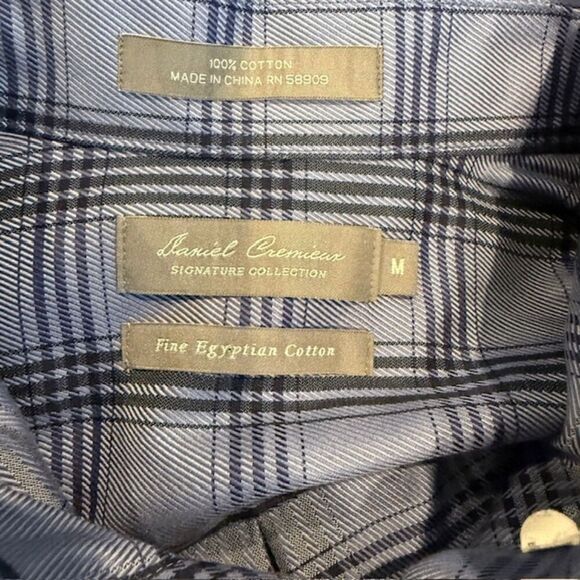 Daniel Cremieux Fine Egyptian Cotton Button Front Shirt Blue Size Medium - Picture 5 of 9